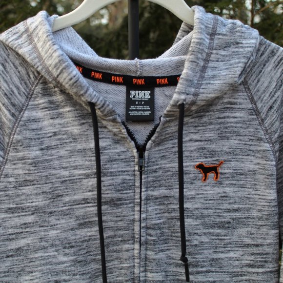 PINK Victorias Secret Zip-Front Sweatshirt Hoodie with Dog - Picture 3 of 3